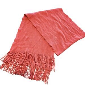 Vintage Y2K Merona Womens Salmon Pink Fringed Knit Scarf